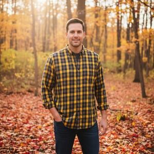 J.Crew Mens‎ XXL Plaid Button Down Yellow Blue Long Sleeve Cotton Re-Imagined